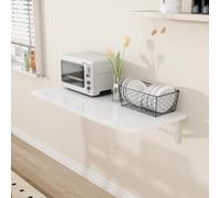 Prettiee Wall-Mounted Folding Desk, Space-Saving Transformable Table for Small Spaces, Kitchen, Laundry, Home, Office - Black, 120x40cm (Bianco 60x50cm)