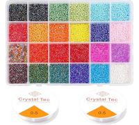 Prettme 12000pcs 2mm 12/0 Glass Seed Beads for Jewellery Making, Friendship Bracelets Kit,Pony Rainbow Small Craft Beads for DIY Bracelets, Necklaces, Earrings