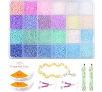Prettme 12000Pcs 2mm Glass Seed Beads for Bracelet Making Kit, Small Craft Beads for Jewellery Making and DIY Bracelets Necklaces Earrings, Friendship Bracelets Making Kit