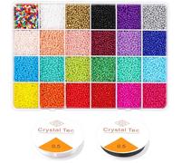 Prettme 12000pcs Glass Seed Beads for Bracelet Making Kit, 2mm Small Colorful Multicolored Beads, 24 Colors, Adults, Unisex, All Seasons, Non-Foldable