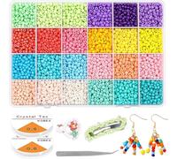 Prettme 3360 Pcs 4mm Seed Beads Colorful for Bracelet Making Kit - 6/0 Small Glass Craft Beads for DIY Jewellery, Friendship Bracelets, Necklaces & Earrings