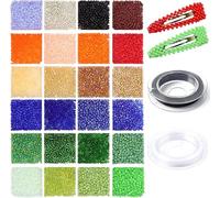 Prettme 4800pcs 3mm 8/0 Seed Beads for Bracelet Making Kit,Warm Spring Pastels Small Glass Craft Waist Beads for Jewellery Making DIY Necklaces Earrings Crafting,with Elastic String