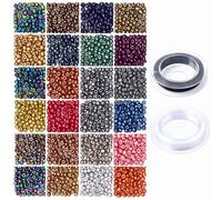 Prettme 4800pcs 3mm Glass Seed Beads for Jewellery Making, 8/0 Multicolour Small Pony Beads Bracelet Making Kit for Embroidery Necklaces Bracelets Earrings and Crafting
