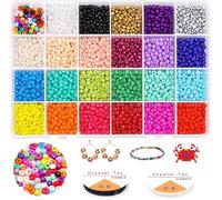 Prettme 4800pcs 4mm Glass Seed Beads for Bracelet Making,Multicolored Small Craft Beads for Jewellery Making and DIY Bracelets Necklaces Earrings Crafting