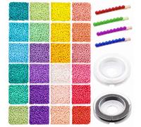 Prettme 7200pcs 2mm Glass Seed Beads for Jewellery Making Kit, 24 Colors Small Pony Tiny Beads for DIY Bracelets Necklaces Earrings and Crafts