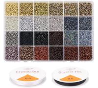 Prettme 9600 Pcs Glass Seed Beads for Bracelet Making Kit, 3mm 8/0 Dark Brown Small Craft Friendship Bracelet Glass Beads for Jewellery Making DIY Bracelets Necklaces and Crafting