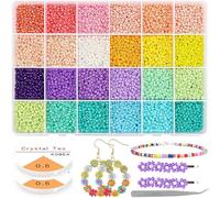 Prettme 9600Pcs 3mm 8/0 Seed Beads for Bracelet Making Kit,Small Colorful Glass Pony Beads for Friendship Bracelet Craft Jewellery Making Kit DIY Necklaces Earrings Crafts