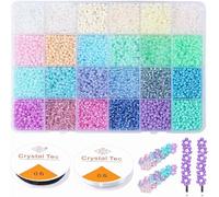 Prettme 9600Pcs Pastel Seed Beads 3mm for Bracelet Making Kit, Small Craft Glass Beads Friendship Bracelet Making kit,Mini Pony Seed Beads for Jewellery Making DIY Necklaces and Crafting