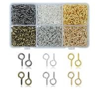Prettme Pack of 520 6 x 13 mm Small Eye Screws for Jewellery Making, Small Screw Hooks for Screwing Eye Bolt Hooks for DIY Pendant Beads Crafts Wood Crafts