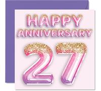 Pretty 27th Anniversary Card for Wife Girlfriend Husband Boyfriend
