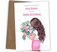Pretty 38th Birthday Card for Daughter | Beautiful Daughter 38th Birthday Cards (Brunette) | Happy Bday Card for her 38yr Bday when she turns 38 Years Old!