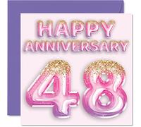 Pretty 48th Anniversary Card for Wife Girlfriend Husband Boyfriend