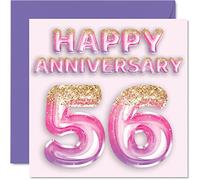 Pretty 56th Anniversary Card for Wife Girlfriend Husband Boyfriend