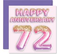 Pretty 72nd Anniversary Card for Wife Girlfriend Husband Boyfriend