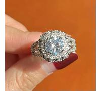 Pretty 925 Silver Filled Ring Sparkly Cubic Zircon Women Wedding Ring Sz 6-10-6