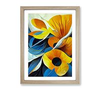 Pretty Abstract Floral No.2 Framed Print for Living Room Bedroom Home Office Décor, Wall Art Picture Ready to Hang, Oak A4 Frame (34 x 25 cm)