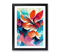 Pretty Abstract Flowers No.2 Framed Print | A2 Black Framed Wall Art | Ready to Hang | Abstract Floral Picture | Living Room Bedroom Lounge Office