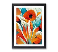 Pretty Abstract Flowers No.3 Framed Print for Living Room Bedroom Home Office Décor, Wall Art Picture Ready to Hang, Black A4 Frame (34 x 25 cm)