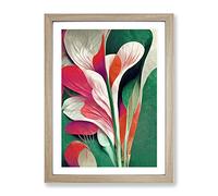 Pretty Abstract Flowers No.4 Framed Print | A2 Oak Framed Wall Art | Ready to Hang | Abstract Floral Picture | Living Room Bedroom Lounge Office