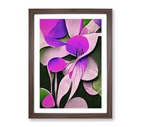 Pretty Abstract Flowers No.5 Framed Print for Living Room Bedroom Home Office Décor, Wall Art Picture Ready to Hang, Walnut A2 Frame (64 x 46 cm)