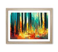 Pretty Abstract Forest Vol.3 Framed Print | A2 Oak Framed Wall Art | Ready to Hang | Abstract Landscape Picture | Living Room Bedroom Lounge Office