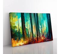 Pretty Abstract Forest Vol.5 Canvas Wall Art Print Ready to Hang, Framed Picture for Living Room Bedroom Home Office Décor, 76x50 cm (30x20 Inch)