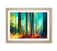 Pretty Abstract Forest Vol.5 H1022 Framed Print for Living Room Bedroom Home Office Décor, Wall Art Picture Ready to Hang, Oak A4 Frame (34 x 25 cm)