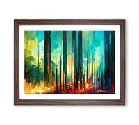 Pretty Abstract Forest Vol.5 H1022 Framed Print for Living Room Bedroom Home Office Décor, Wall Art Picture Ready to Hang, Walnut A4 Frame (34 x 25 cm)