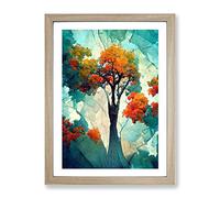 Pretty Abstract Tree No.3 Framed Print for Living Room Bedroom Home Office Décor, Wall Art Picture Ready to Hang, Oak A2 Frame (64 x 46 cm)