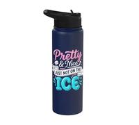 Pretty and Nice Just Not On The Ice Cute Hockey Girl Stainless Steel Insulated Water Bottle