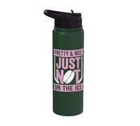 Pretty and Nice Just Not On The Ice Funny Girl Hockey Player Stainless Steel Insulated Water Bottle
