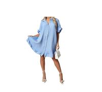 Pretty Attitude Button Pleated Frill Summer Shirt Swing Smock Mini Dress Top Women's Ladies Gold (as8, Numeric, Numeric_8, Numeric_22, Regular, Regular, Sky Bkue)
