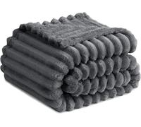 Pretty Attitude Fleece Throw Blanket for Sofa - Fluffy Cosy Warm Blankets for Bed, Soft Cute Single Throw Gifts for Women and Girls (Dark Grey, Queen (220 X 240cm))