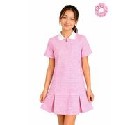 Pretty Attitude - Girl's School Uniform Pleated Gingham Summer Dress + Hair Bobble Age 3 4 5 6 7 8 9 10 11 12 13 14 15 16 17 18 20 (UK, Age, 5 Years, Regular, Pink)