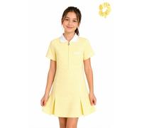 Pretty Attitude - Girl's School Uniform Pleated Gingham Summer Dress + Hair Bobble Age 3 4 5 6 7 8 9 10 11 12 13 14 15 16 17 18 20 (UK, Age, 4 Years, Regular, Gold)