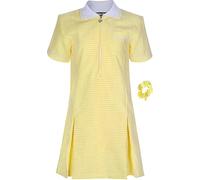 Pretty Attitude - Girl's School Uniform Pleated Gingham Summer Dress + Hair Bobble Age 3 4 5 6 7 8 9 10 11 12 13 14 15 16 17 18 20 (UK, Age, 10 Years, Regular, Gold)