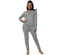 Pretty Attitude Ladies 2 Pcs Marl Knitted Ribbed Bottom Lounge Wear Suit Set Women's Tracksuit