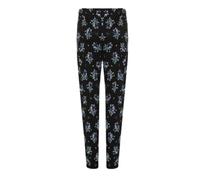Pretty Attitude Ladies Floral Print Trousers Summer Elasticated Waist Full Length Pants (as8, Numeric, Numeric_12, Numeric_14, Regular, Regular, Black/Blue Floral)
