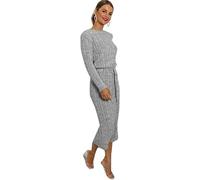 Pretty Attitude Ladies Knitted midi Dress for Winters Women's Woolen Dress (as8, Numeric, Numeric_8, Numeric_10, Regular, Regular, Light Grey, S/M)