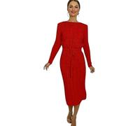 Pretty Attitude Ladies Knitted midi Dress for Winters Women's Woolen Dress (as8, Numeric, Numeric_8, Numeric_10, Regular, Regular, Red, S/M)