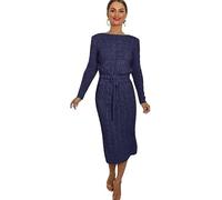 pretty attitude Ladies Knitted midi Dress for Winters Women's Woolen Dress (UK, Numeric, 20, 22, Regular, Regular, Navy)