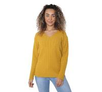 Pretty Attitude Ladies Long Sleeve All Over Cable Soft Knitted Jumper Womens V Neck Winter Wear Jumper Sweater Casual Top UK Size 8-22 (UK, Numeric, 20, 22, Regular, Regular, Mustard)