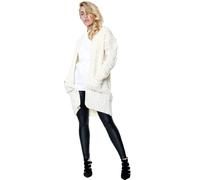 Pretty Attitude Ladies Oversize Baggy Knitted Open Long Cardigan - Cream, S/M