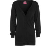 Pretty Attitude Ladies Womens Plain Long Sleeve V Neck Button Up Pocket Boyfriend Cardigan Shrug Summer Top (as8, Numeric, Numeric_8, Numeric_10, Regular, Regular, Black, S-M)