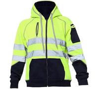 Pretty Attitude Mens 3 Zip Zipper High VIS Workwear Hoodie Reflective Hi Viz Visibility Highway Safety Hoody Sweatshirt Top UK S-5XL (UK, Alpha, XL, Regular, Regular, 3 Zip Zipper - Yellow/Navy)