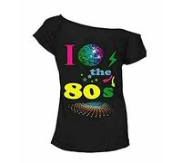 Pretty Attitude New Women's Ladies I Love The 90s T-Shirt Fancy Dress Costume Neon Festival Top (Black Love 80s Disco, 20)