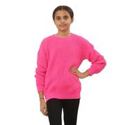 Pretty Attitude Oversized Kids Baggy Jumper Knitted Sweater Boy Girls Plain Long Sleeves Crew Neck Pullove Top (UK, Age, 9 Years, 10 Years, Regular, Neon Pink)