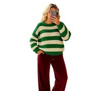 Pretty Attitude Oversized New Ladies Womens Chunky Knit Striped Baggy Jumper Knitted Sweater Thick Top Size 8-18
