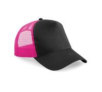 Pretty Attitude Plain Trucker Cap Baseball Cap, Mesh Back Baseball Cap Snapback17 Great Colours (UK, Alpha, One Size, Black/Fuchsia)