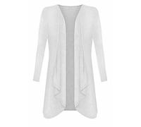 Pretty Attitude Womans Hanky Hem Jersey Long Sleeve Top Waterfall Open Cardigan UK (16-26) (White, 16)